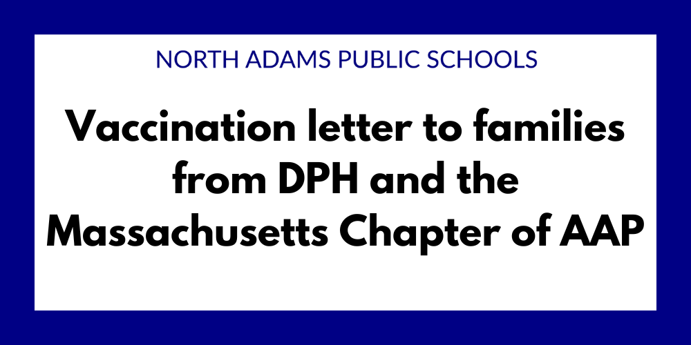 ​Vaccination letter to families from DPH and the Massachusetts Chapter of AAP