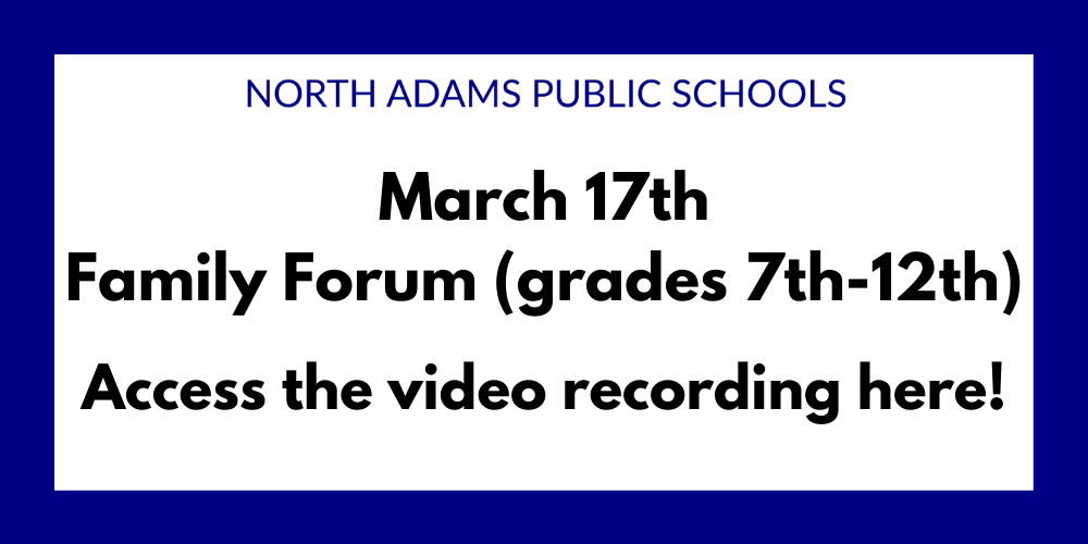 Family Forum March 15th (grades 7-12)
