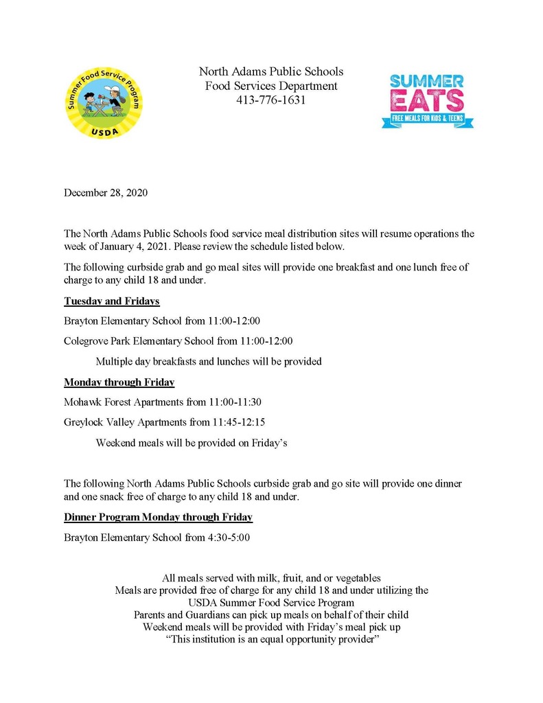 Meal Sites Schedule