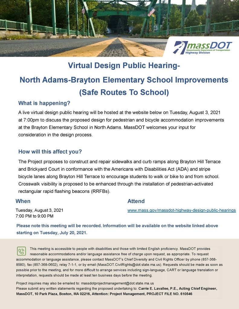 Virtual Design Public Hearing for Brayton Elementary School Improvements (Safe Routes to School)