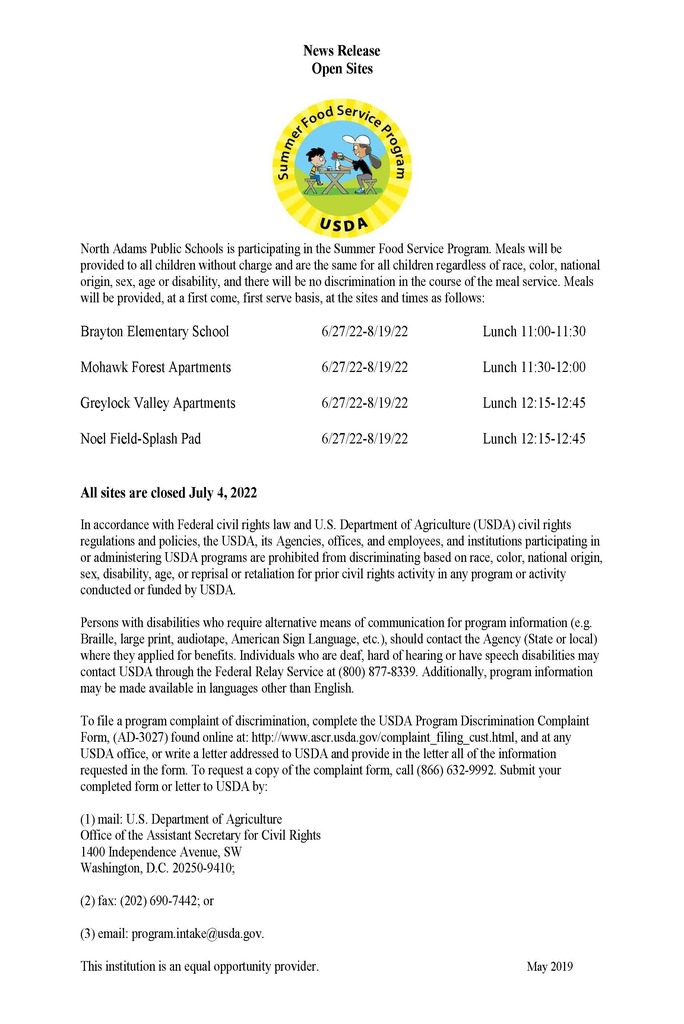 Open Sites for Summer Meals